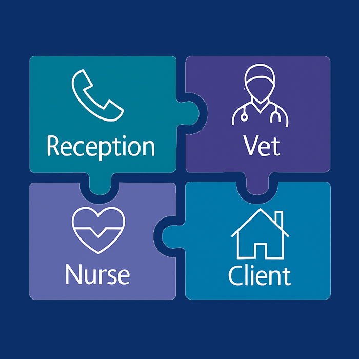 Illustration of puzzle pieces connecting to represent teamwork